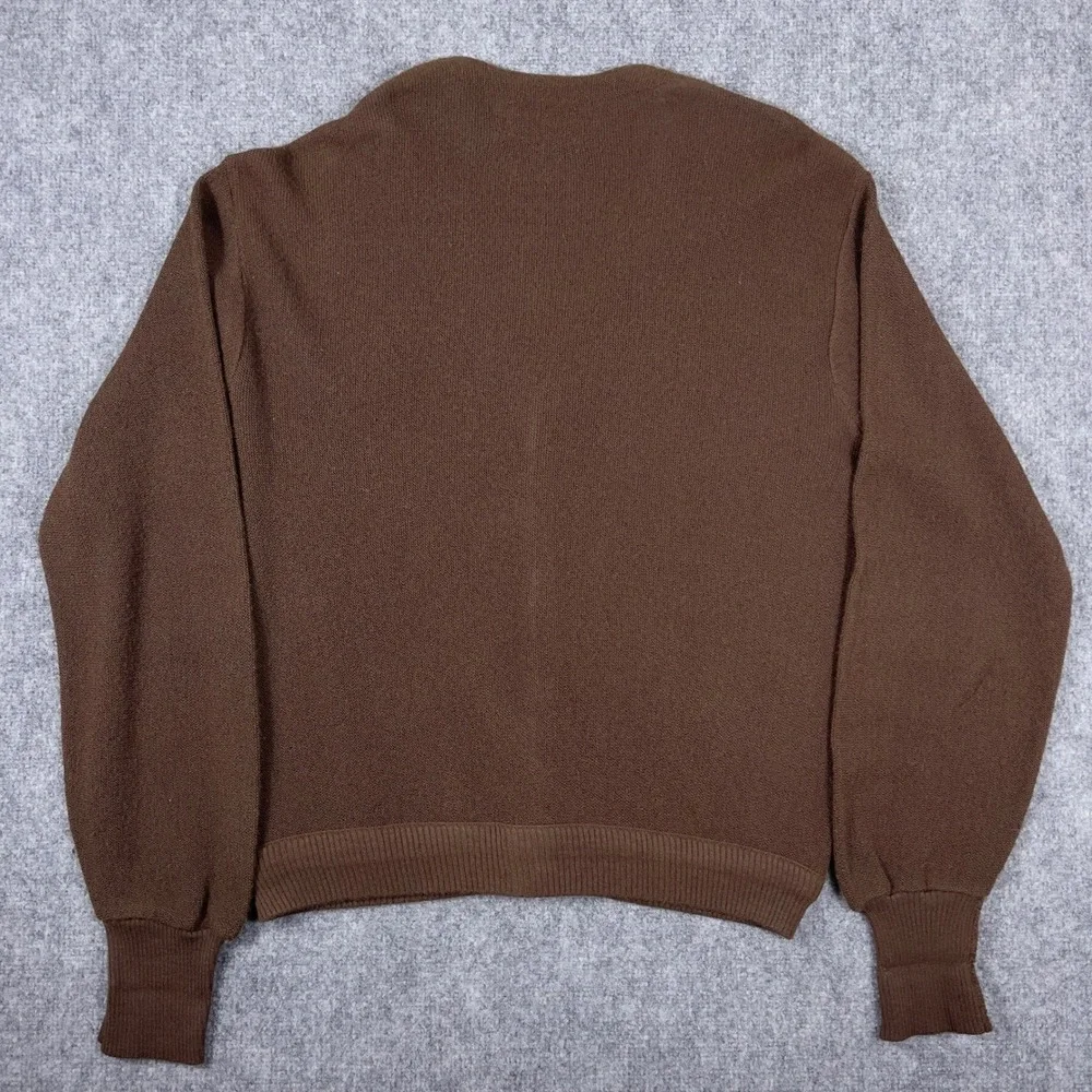 Vintage Signet Cardigan Sweater Mens XL Brown Knit Made in USA Button Up
